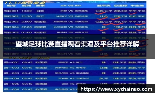 望城足球比赛直播观看渠道及平台推荐详解
