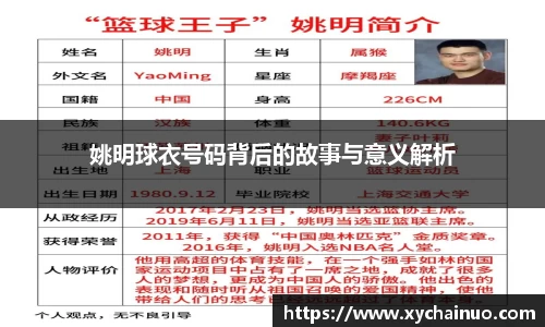 姚明球衣号码背后的故事与意义解析